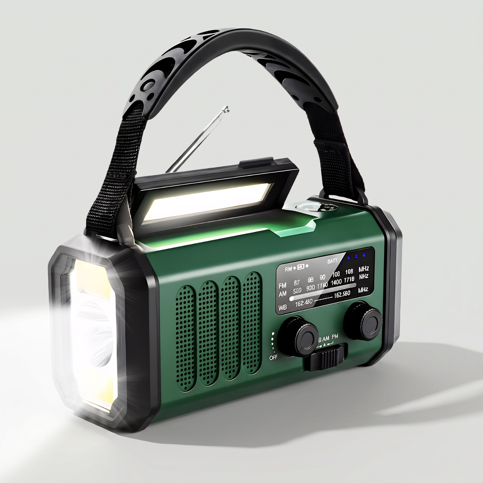 Emergency Radio with Solar & Hand Crank – 10000 mAh Power Bank