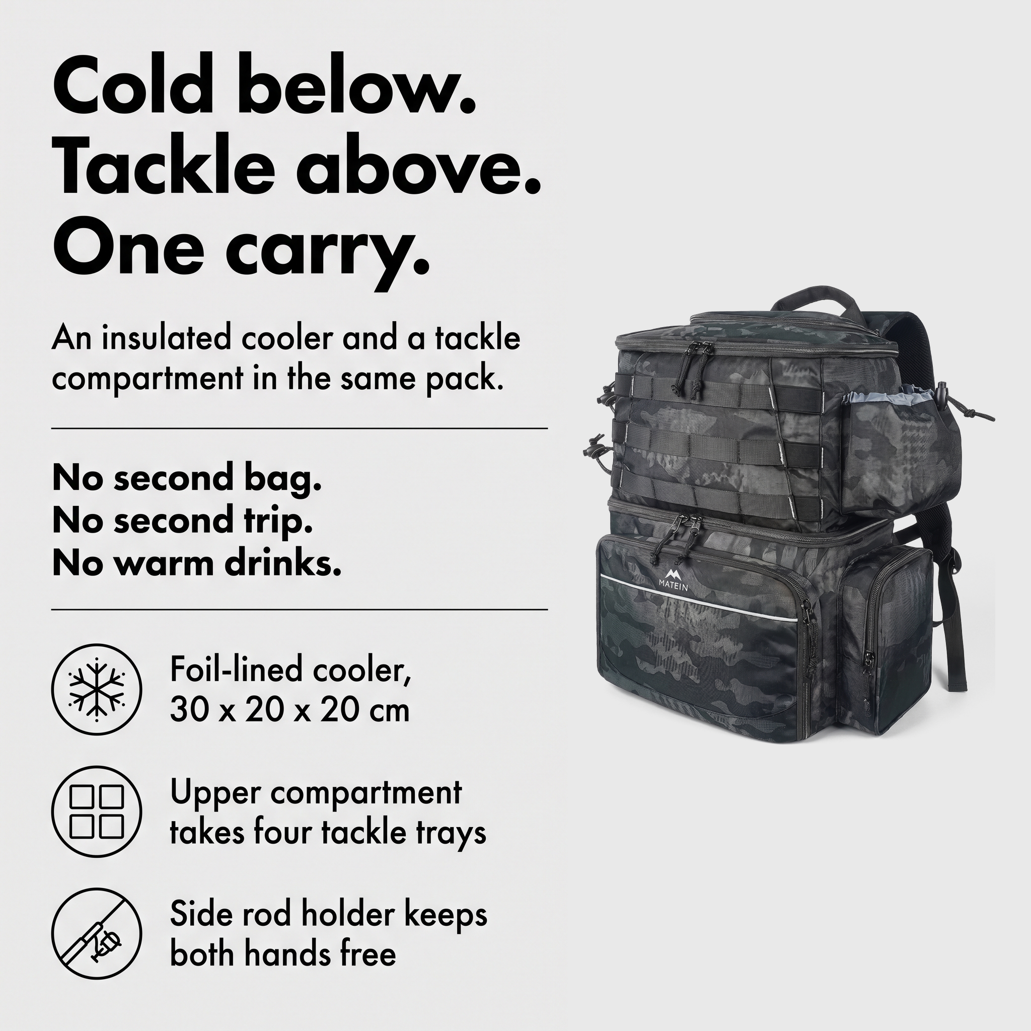 How it works: insulated cooler below, tackle storage above