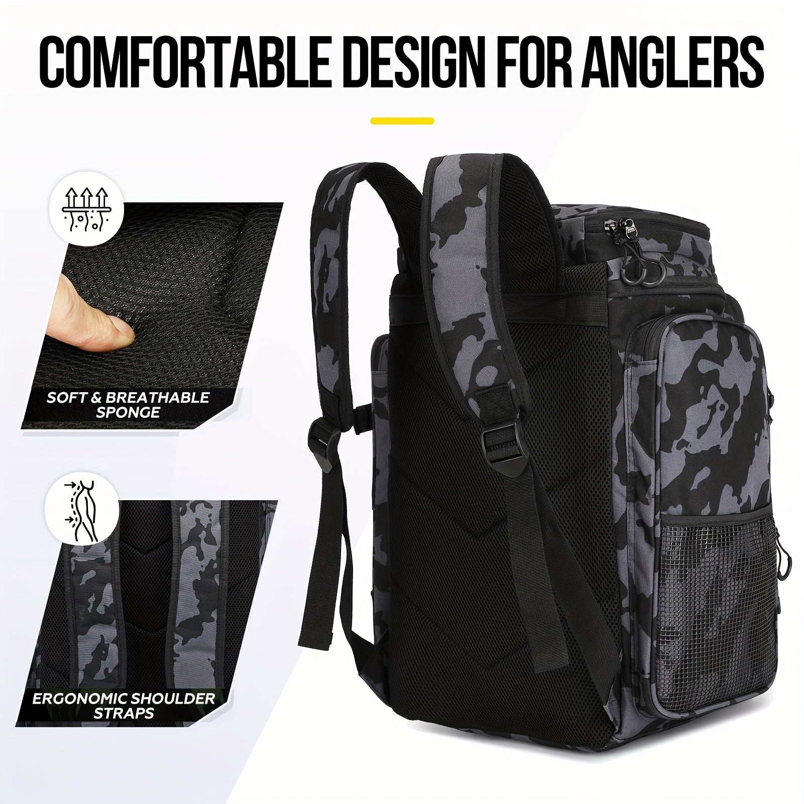 42L Fishing Backpack with Rod Holder – Large Capacity for Outdoor Gear – view 10