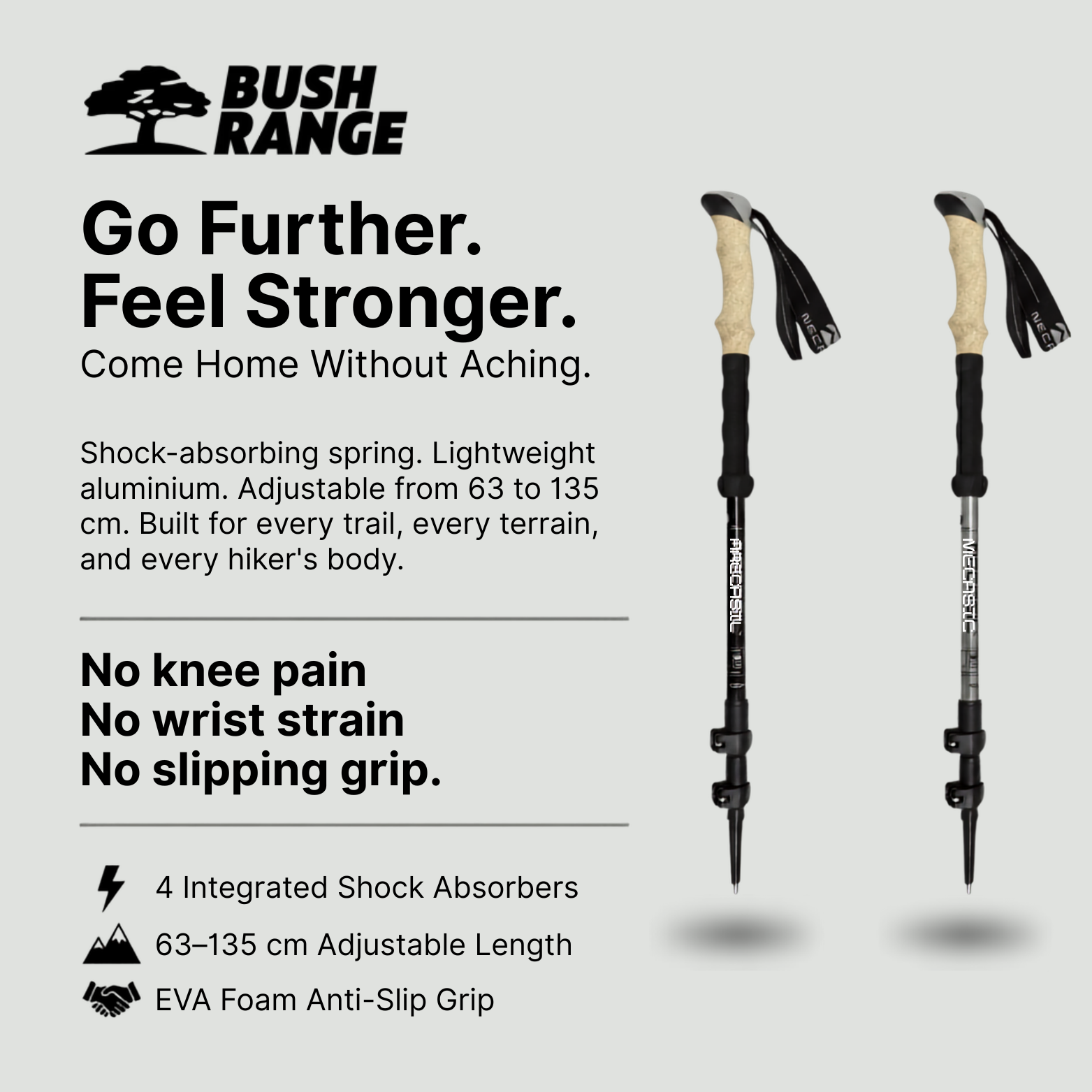 Shock Absorbing Trekking Pole – Adjustable Aluminium Support