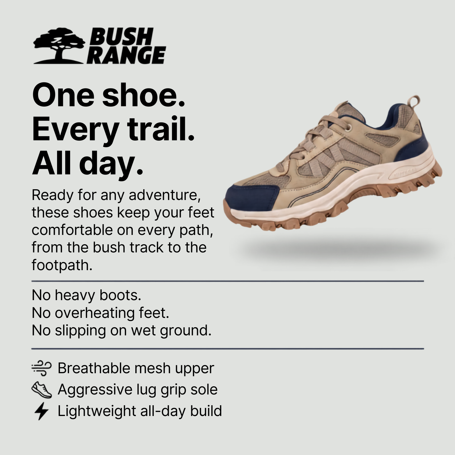 Lightweight Breathable Outdoor Hiking Shoes – Grip Support for Daily Use
