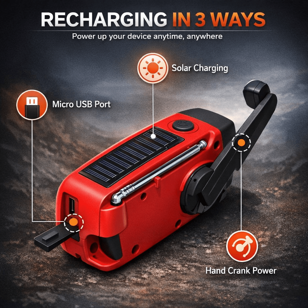 Emergency Hand Crank Radio with Solar & USB Charging – view 5