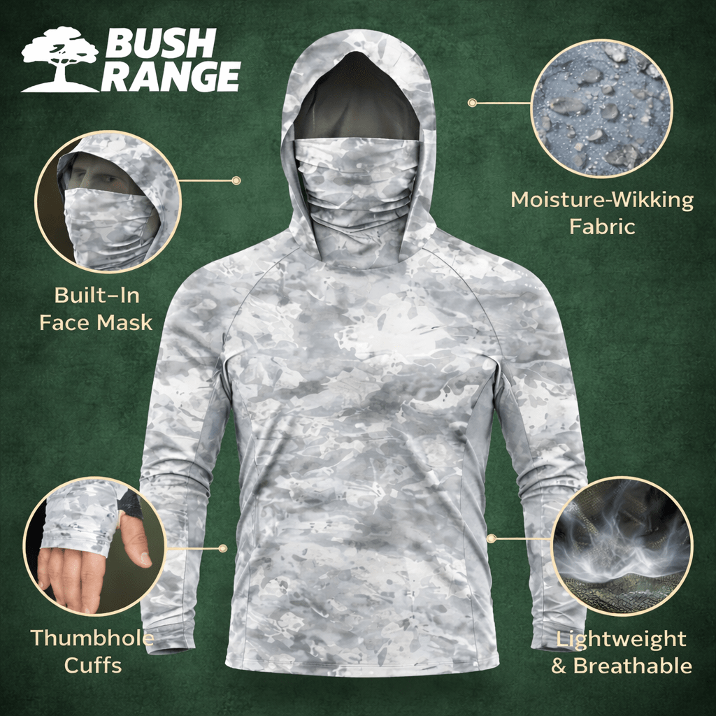Men’s Camouflage Long-Sleeve Performance Shirt with Hood & Face Cover – view 5