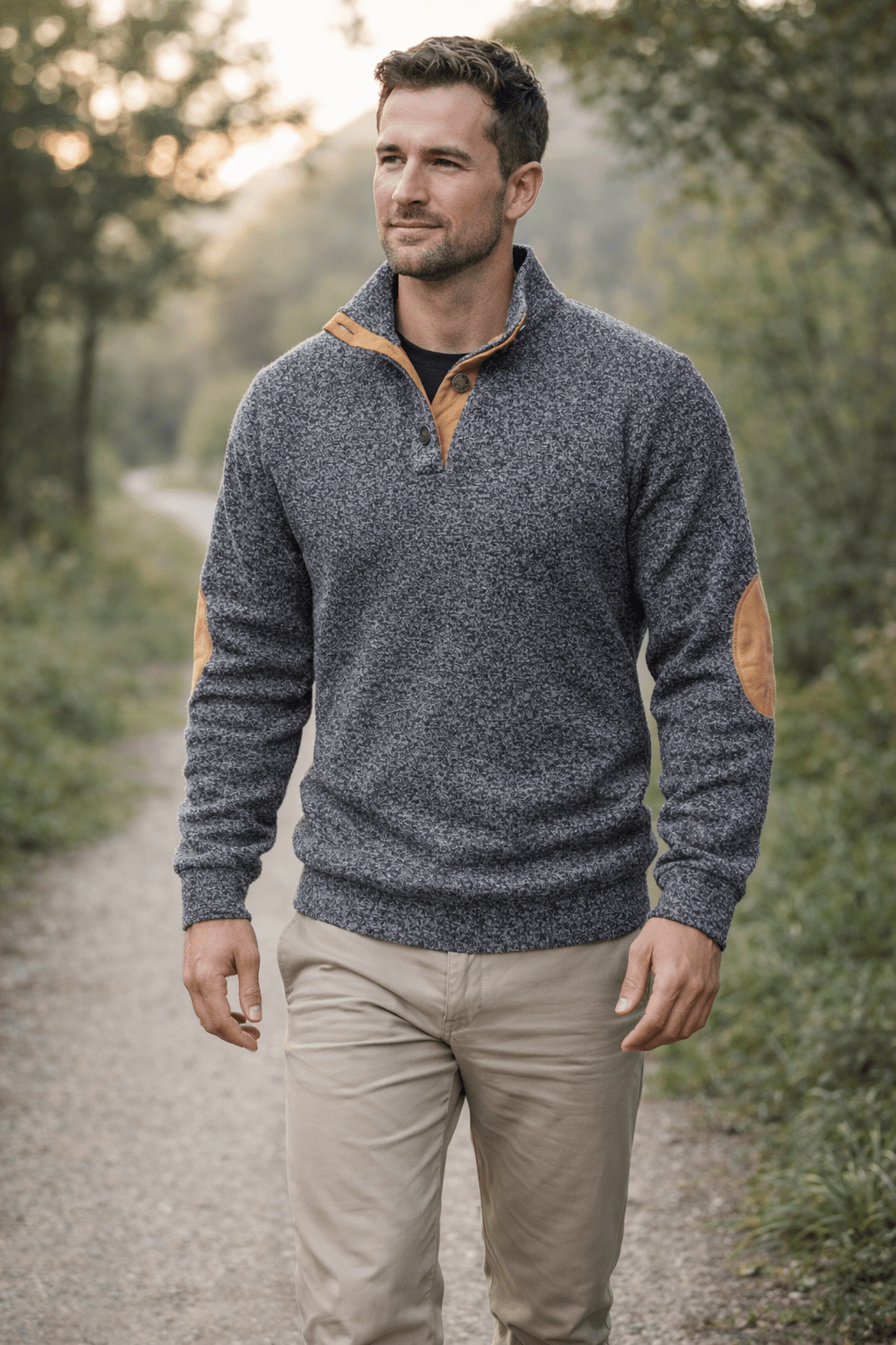 Men’s Knitted Outdoor Sweater – Stand Collar for Cold Weather Use – view 14