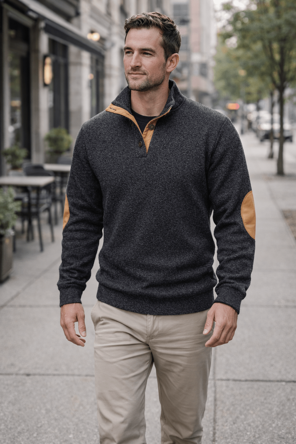 Men’s Knitted Outdoor Sweater – Stand Collar for Cold Weather Use – view 5