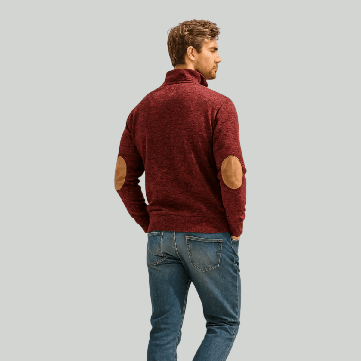 Men’s Knitted Outdoor Sweater – Stand Collar for Cold Weather Use – view 3