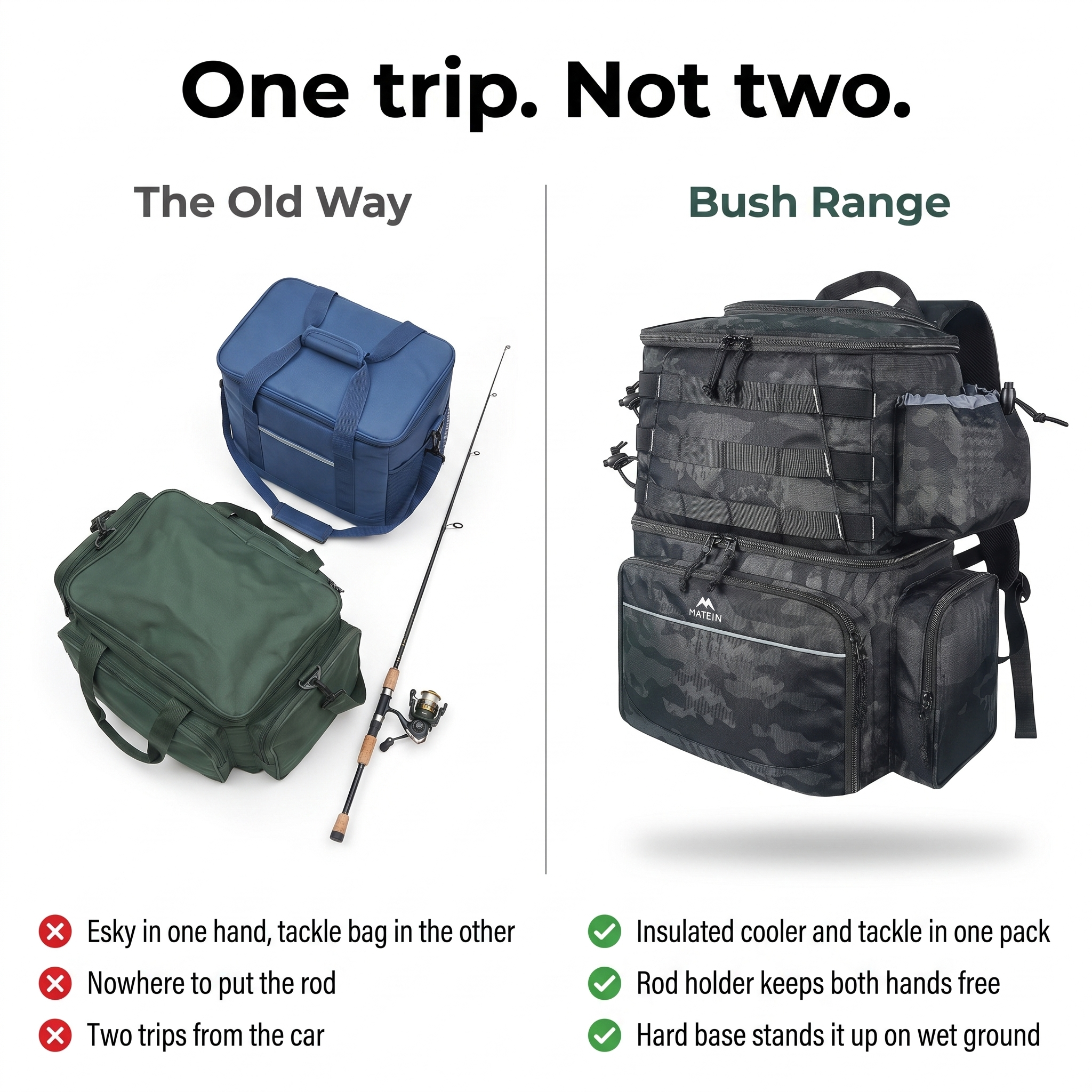 Compared with carrying a separate esky and tackle bag
