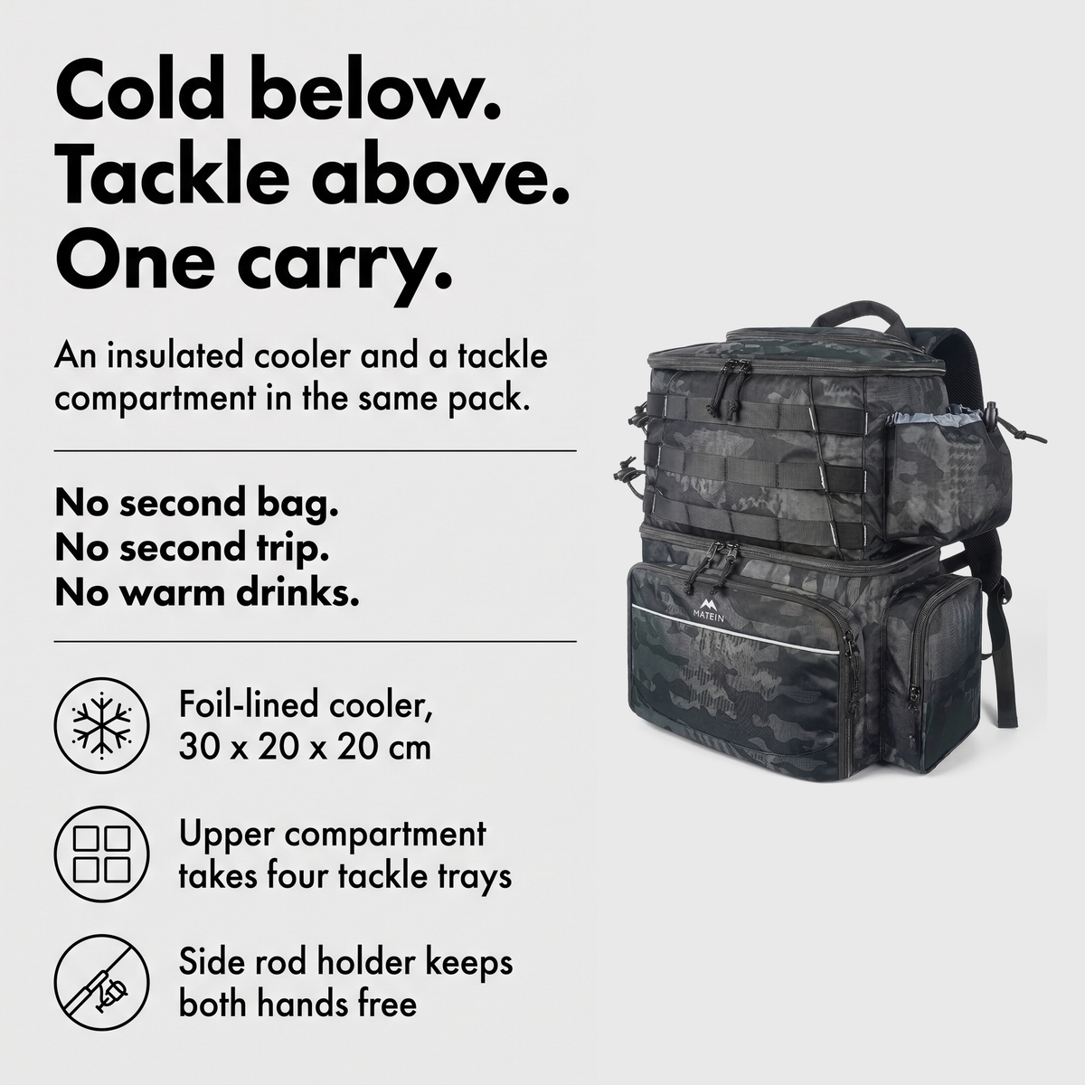How it works: insulated cooler below, tackle storage above