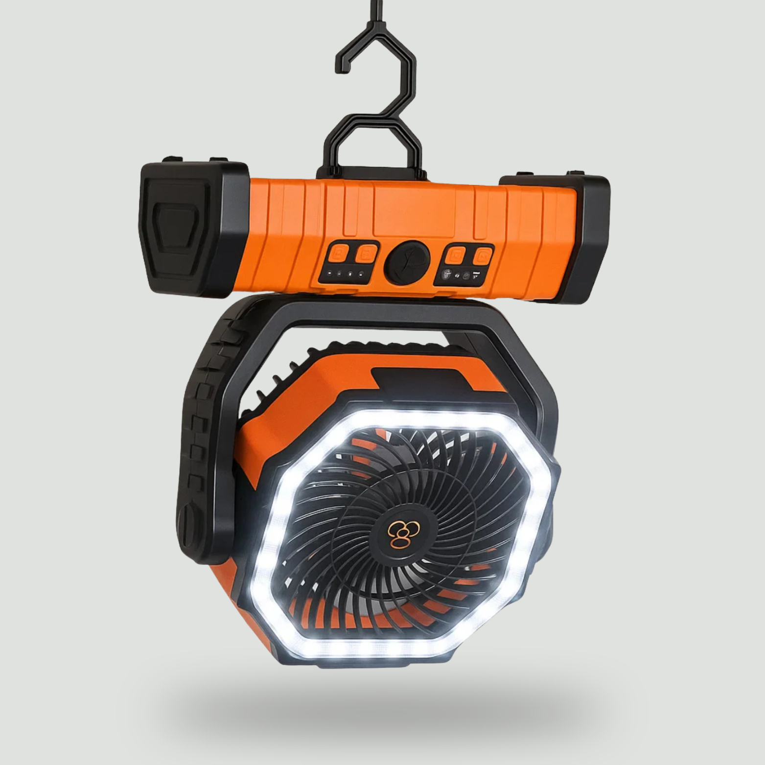 Camping Fan with LED Light & Power Bank – 3-in-1 Rechargeable Outdoor Fan
