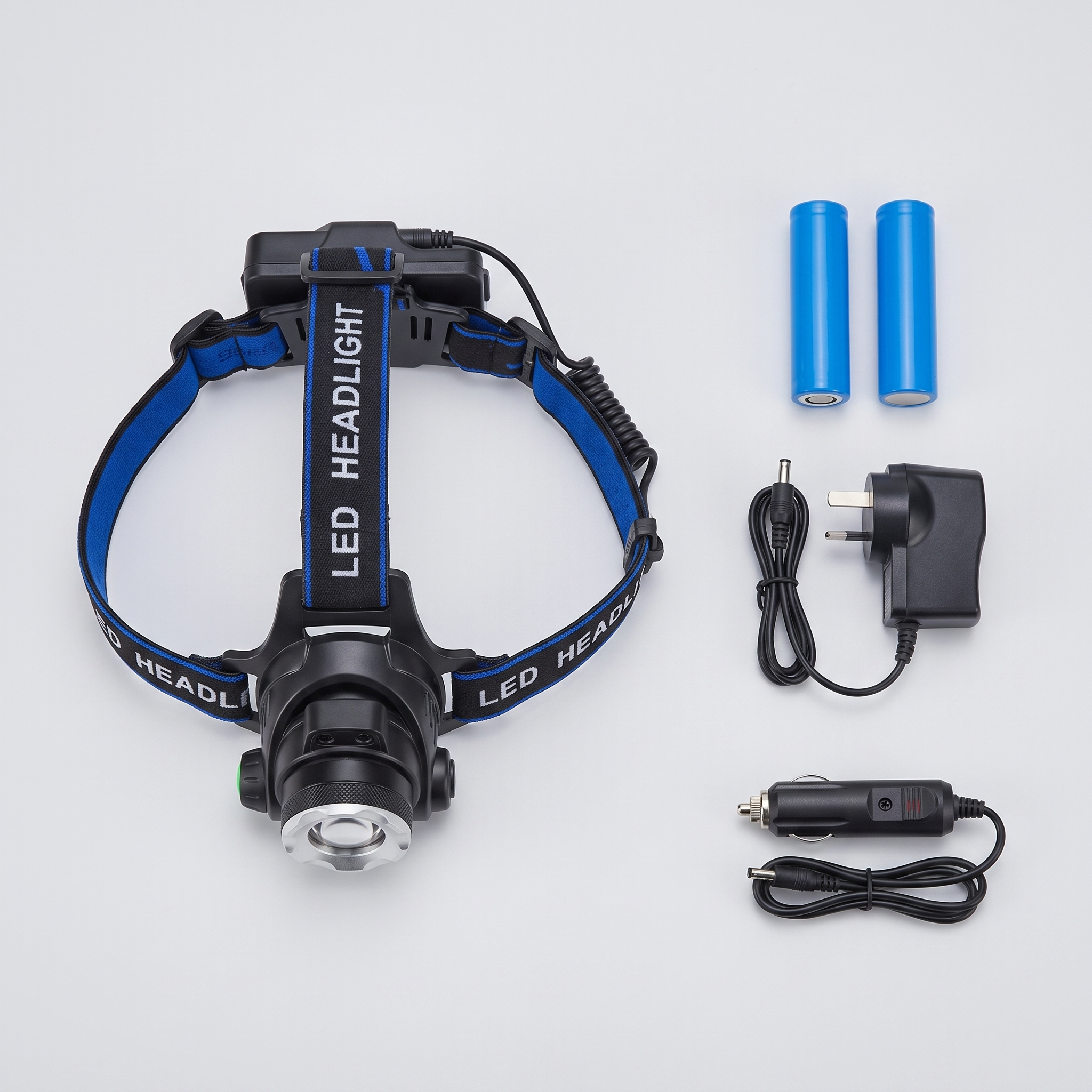 In the box: head torch, two rechargeable batteries, wall charger and car charger