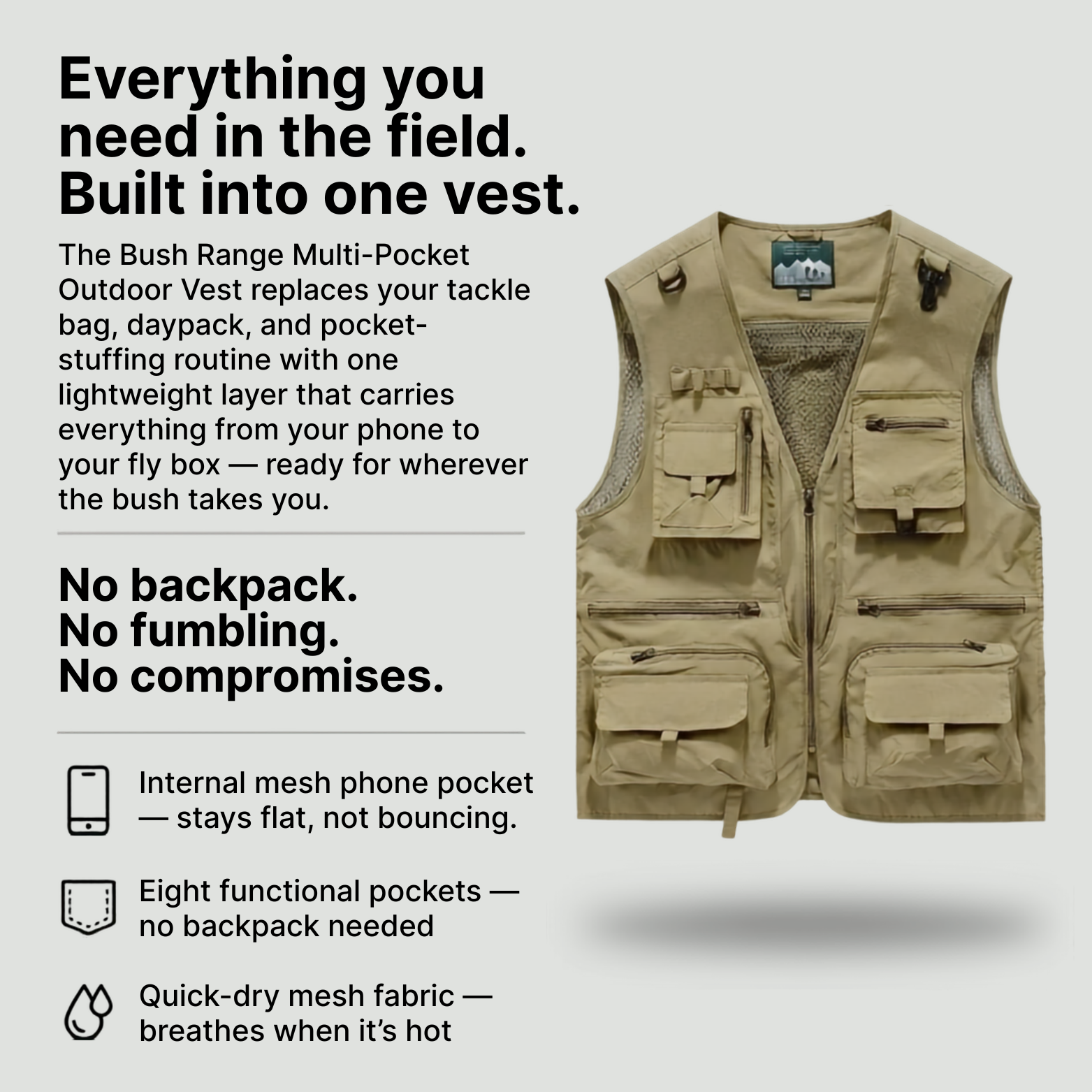 Men’s Multi-Pocket Outdoor Vest – Quick-Dry Mesh for Active Use