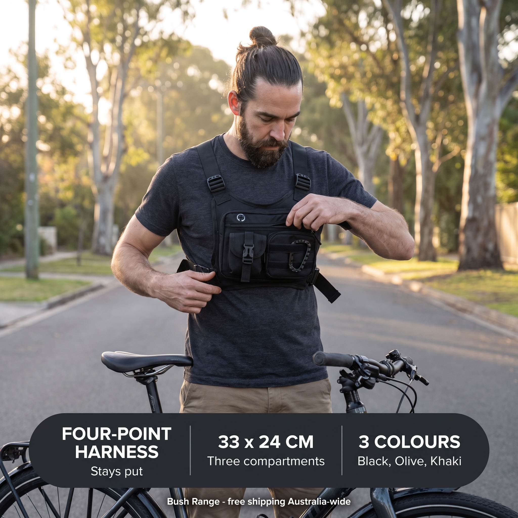 Four-point harness, 33 x 24 cm, three colours