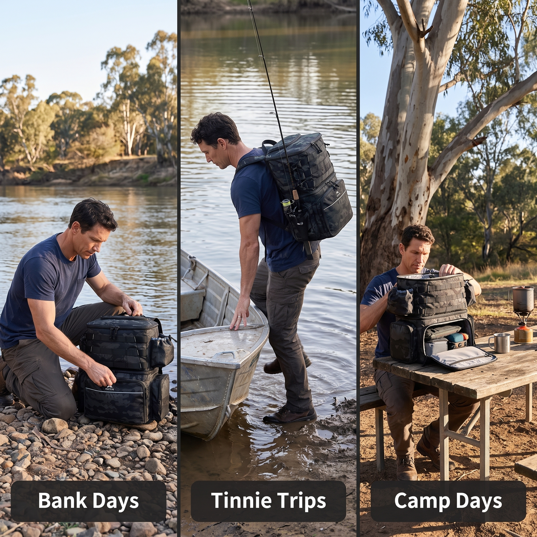 Three uses: bank days, tinnie trips, camp days