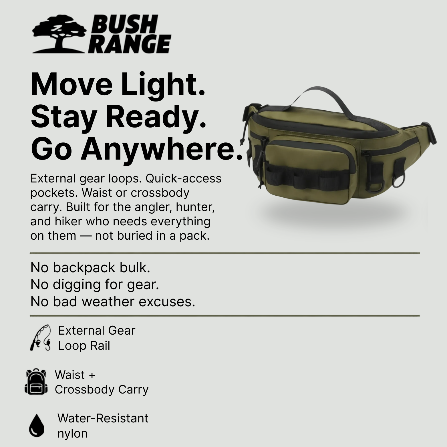 Compact Water Resistant Outdoor Waist Pack – Lightweight Utility Carry