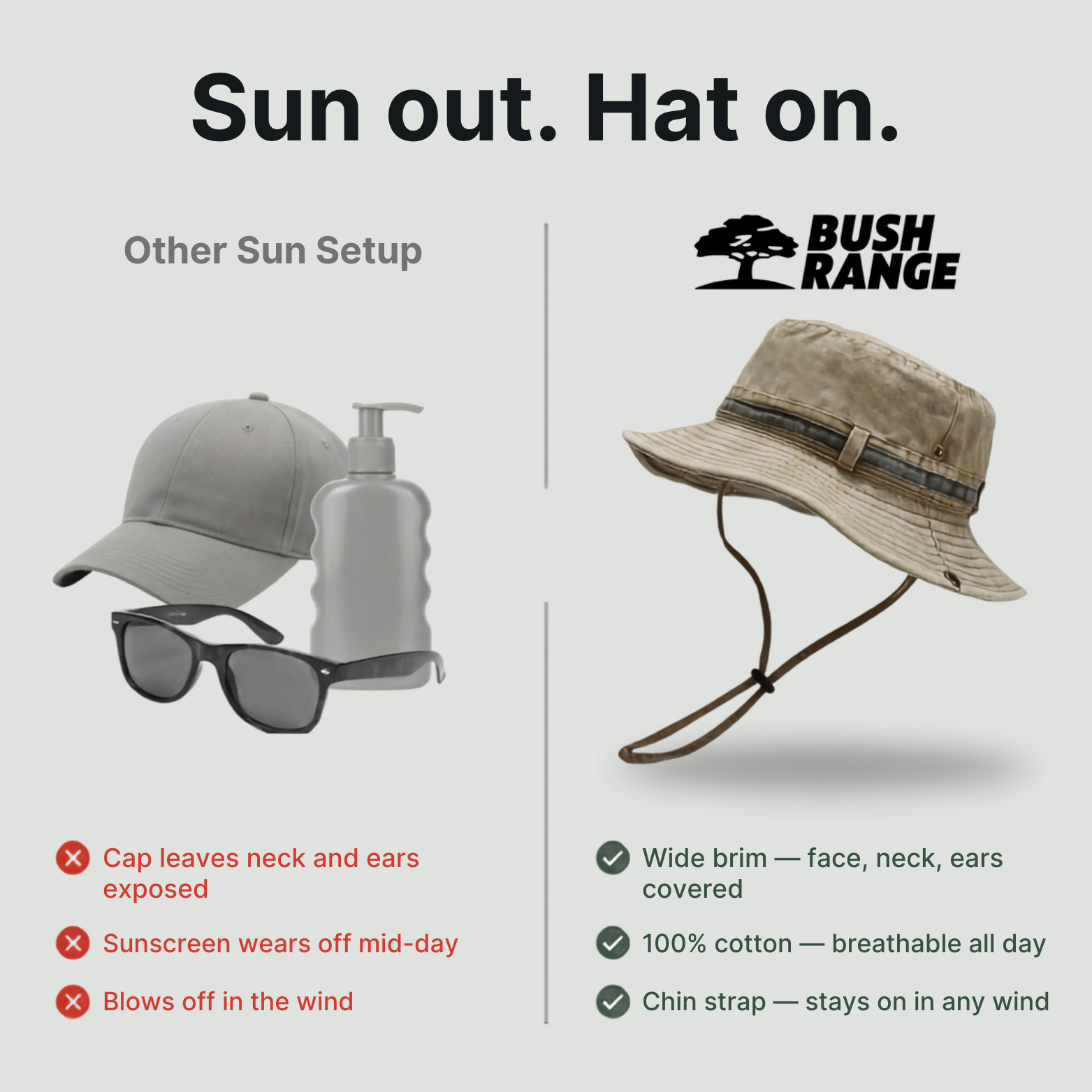 Cotton Boonie Hat – Packable Outdoor Sun Hat with Chin Strap