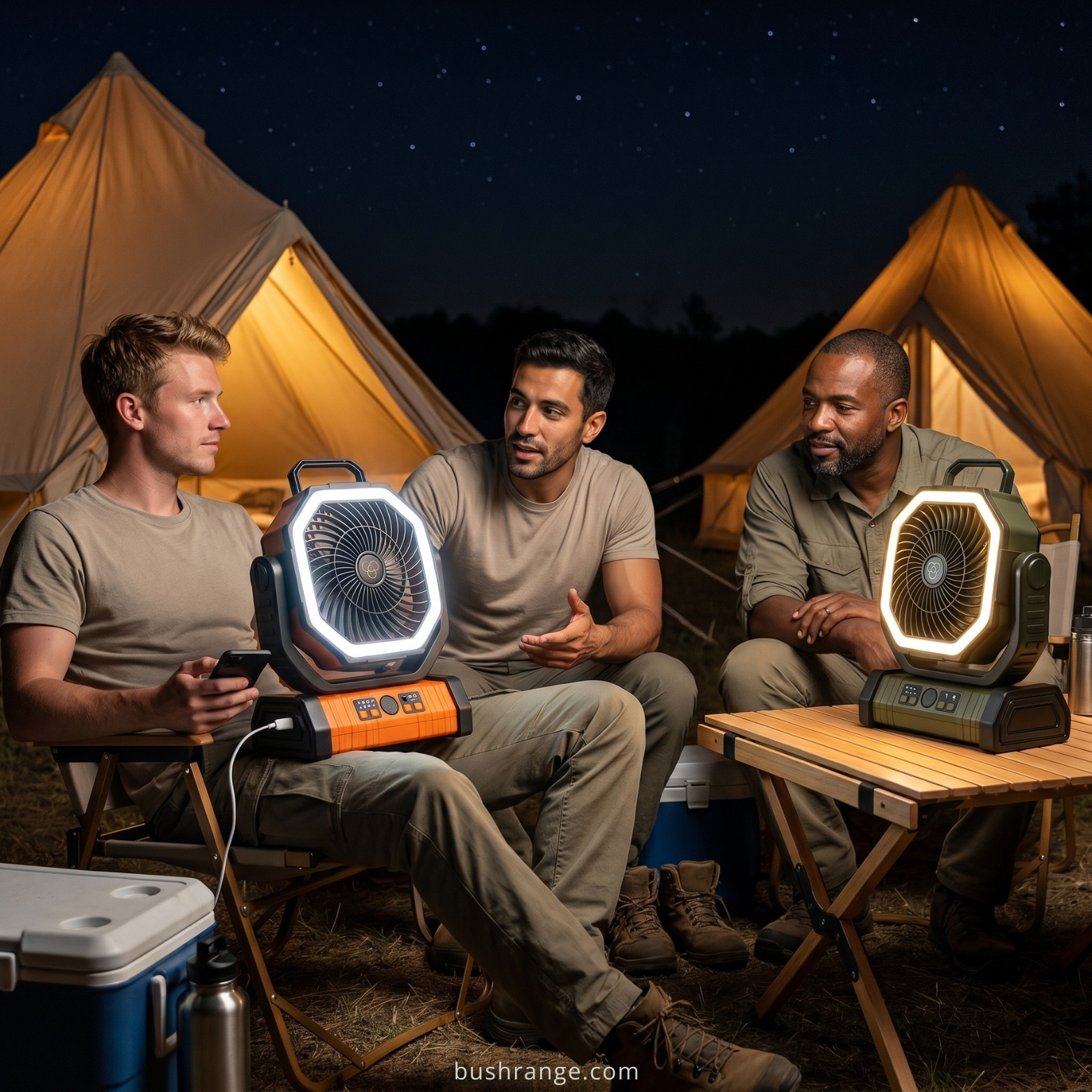 Camping Fan with LED Light & Power Bank – 3-in-1 Rechargeable Outdoor Fan