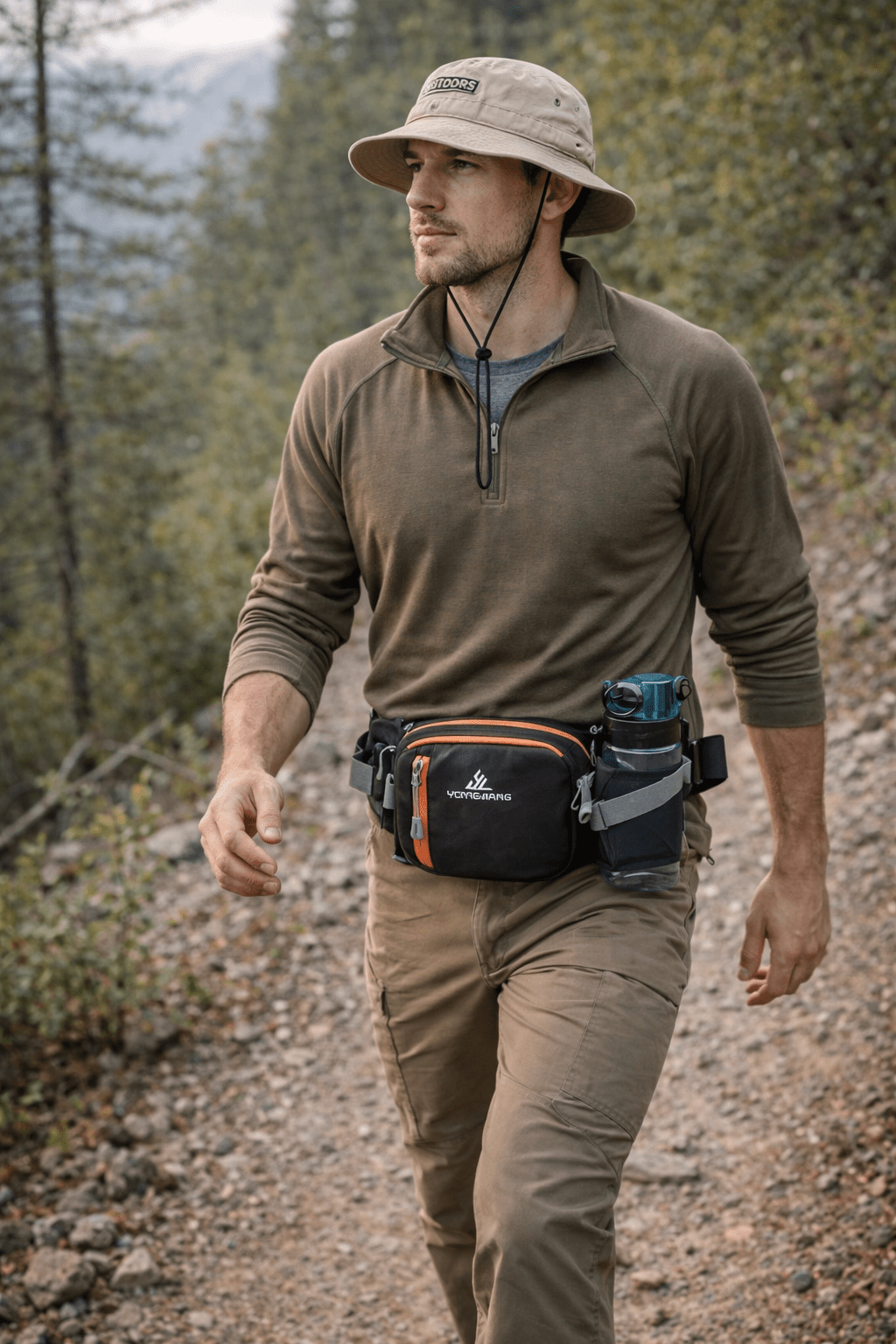 Lightweight Water Resistant Outdoor Waist Pack – Bottle Holder Design – view 3