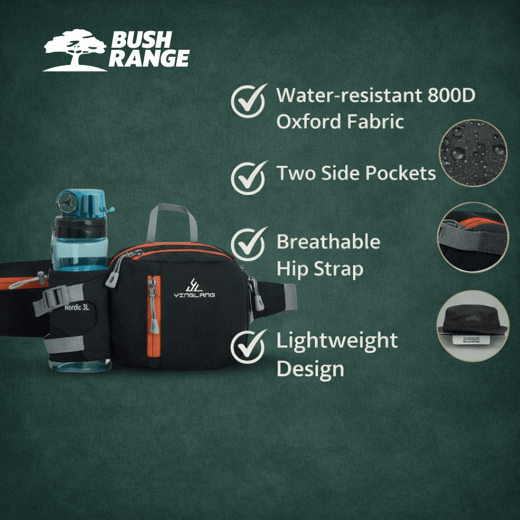 Lightweight Water Resistant Outdoor Waist Pack – Bottle Holder Design – view 9