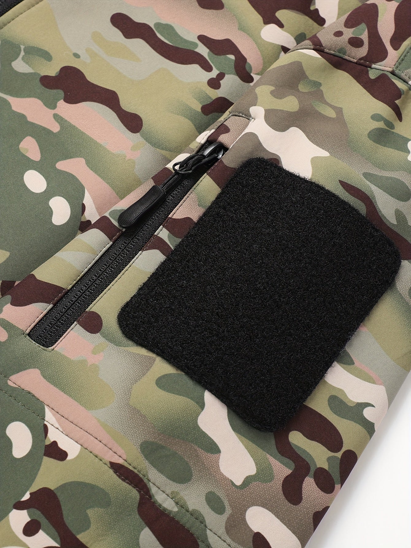 Men’s Camouflage Softshell Jacket – Hooded Outdoor Layer for Cold Weather Use – view 9