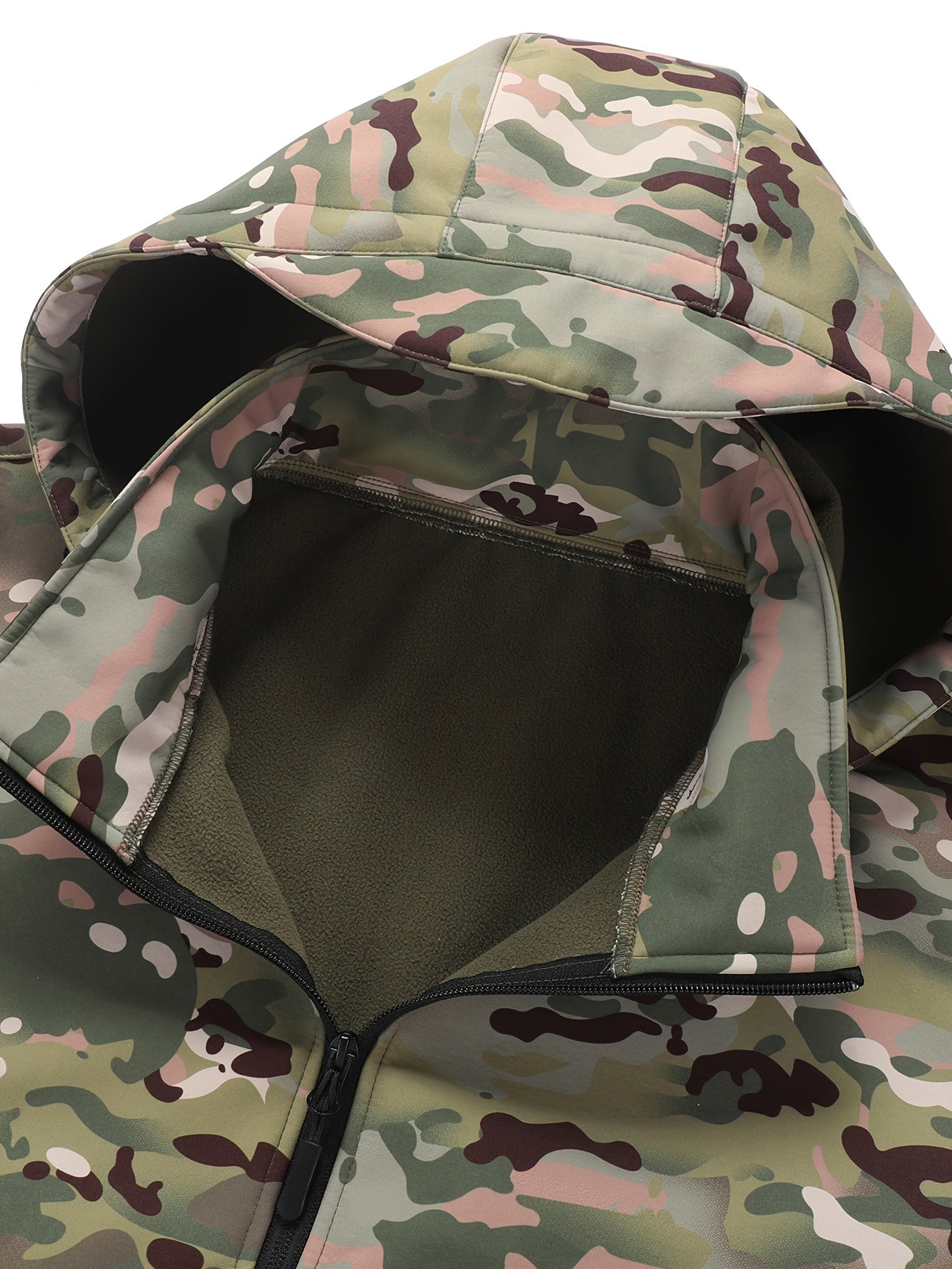 Men’s Camouflage Softshell Jacket – Hooded Outdoor Layer for Cold Weather Use – view 7