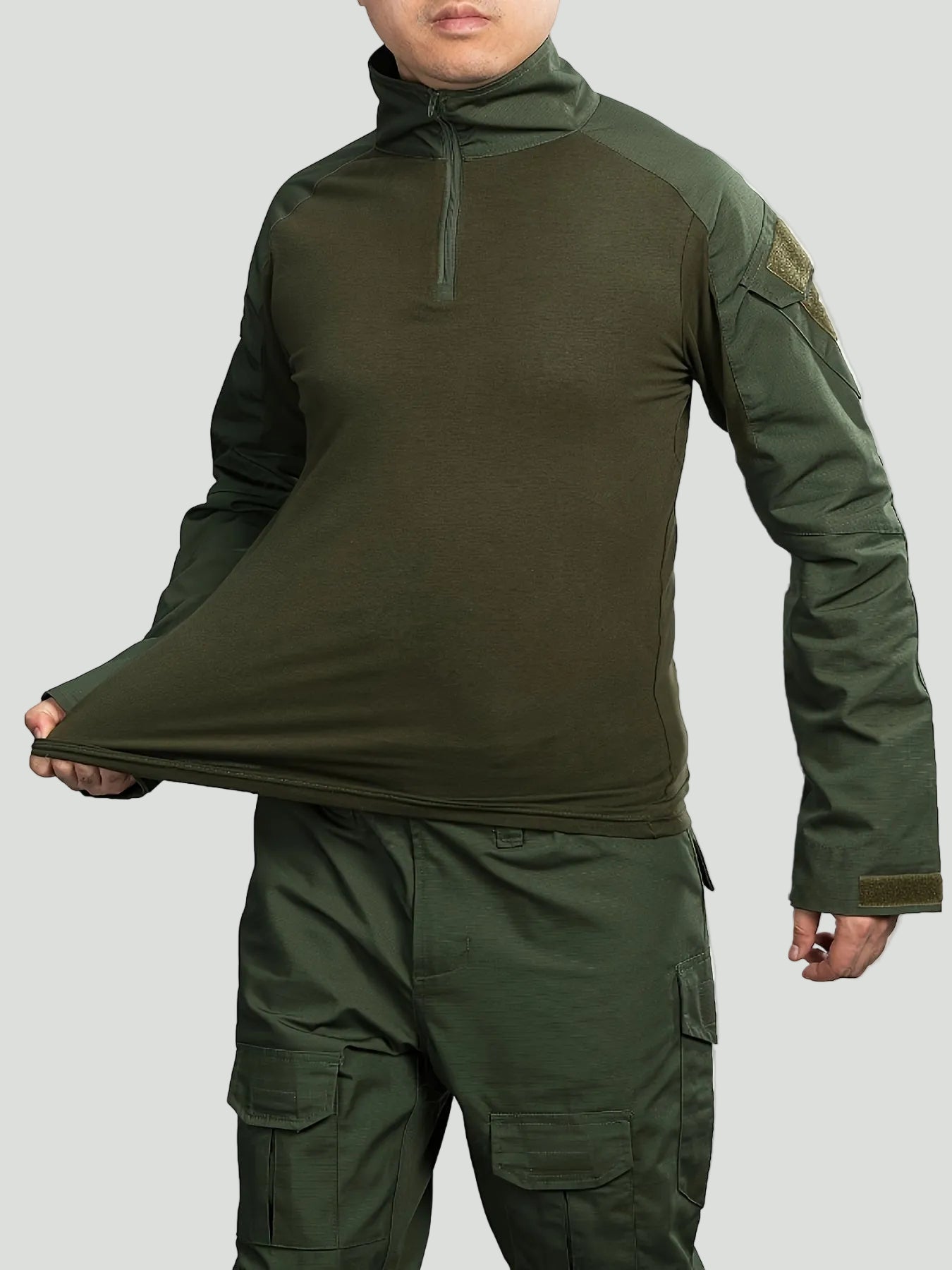 Men’s Camouflage Tactical Long Sleeve Shirt – Half Zip Outdoor Layer – view 4