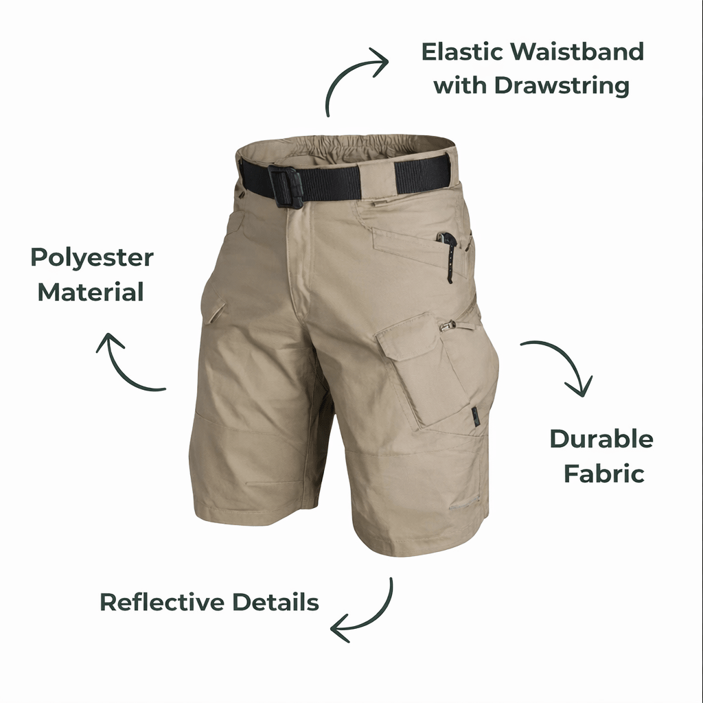 Men’s Outdoor Cargo Shorts – Elastic Waist Design with 6 Pockets – view 4