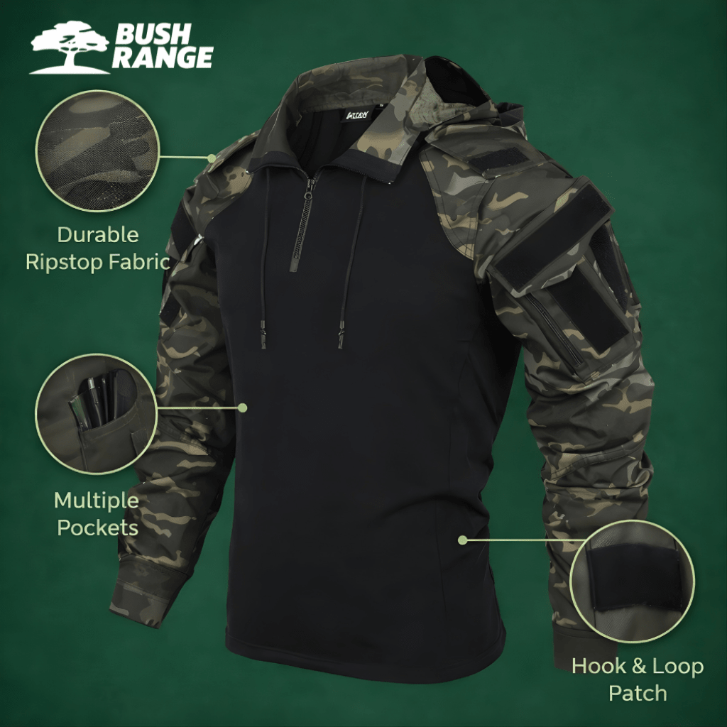 Tactical Camouflage Hoodie – Wind Resistant and Water Resistant Design – view 7